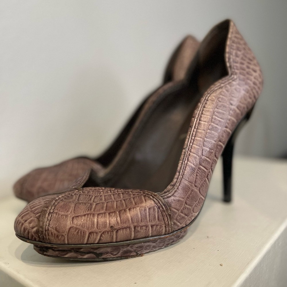 BCBGMAXAZRIA Snake Print Platform Pumps